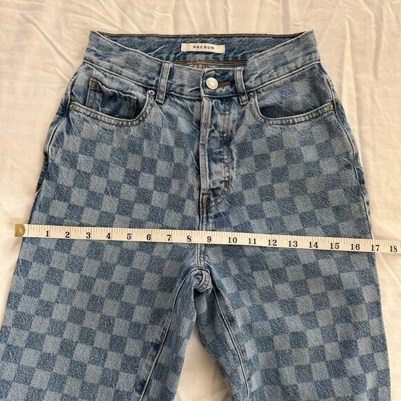 PacSun Eco Checkerboard High Waisted Straight Leg Jeans 100% Cotton SIze 23x26 - Picture 5 of 8